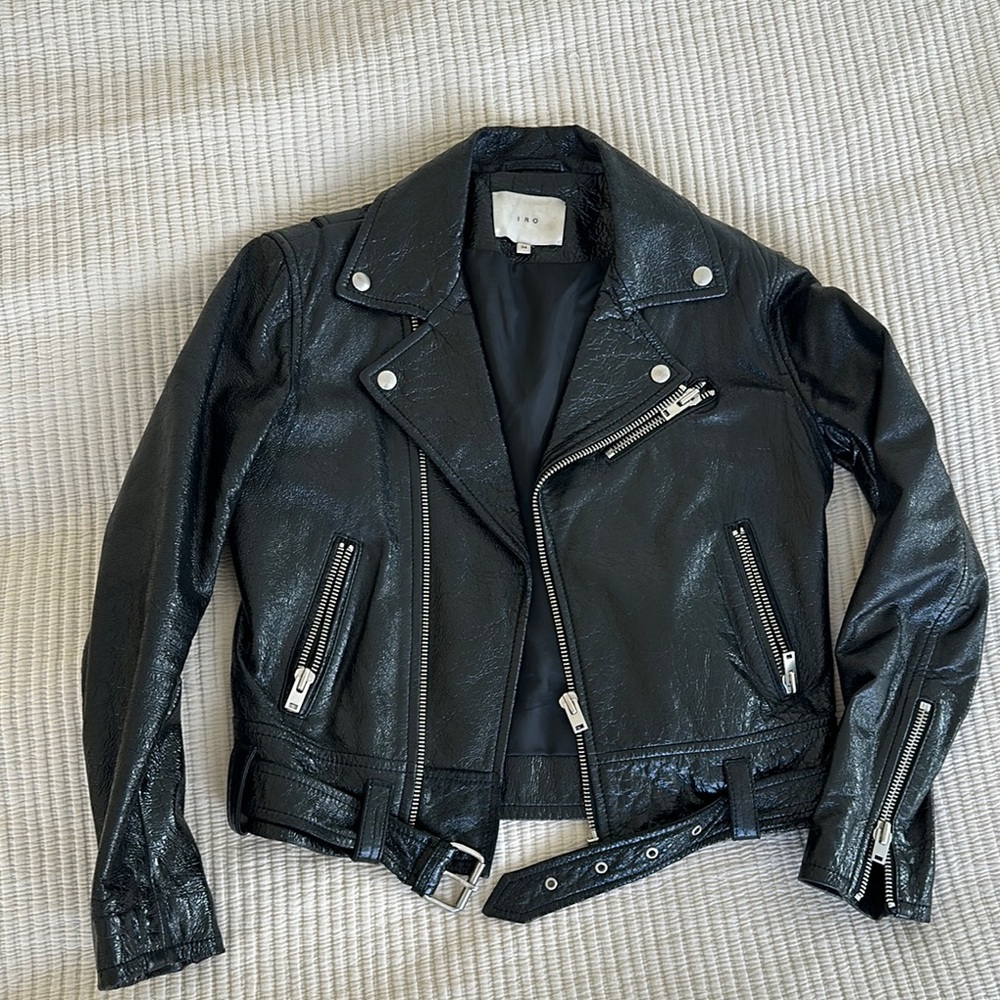 IRO Black Leather Biker Jacket